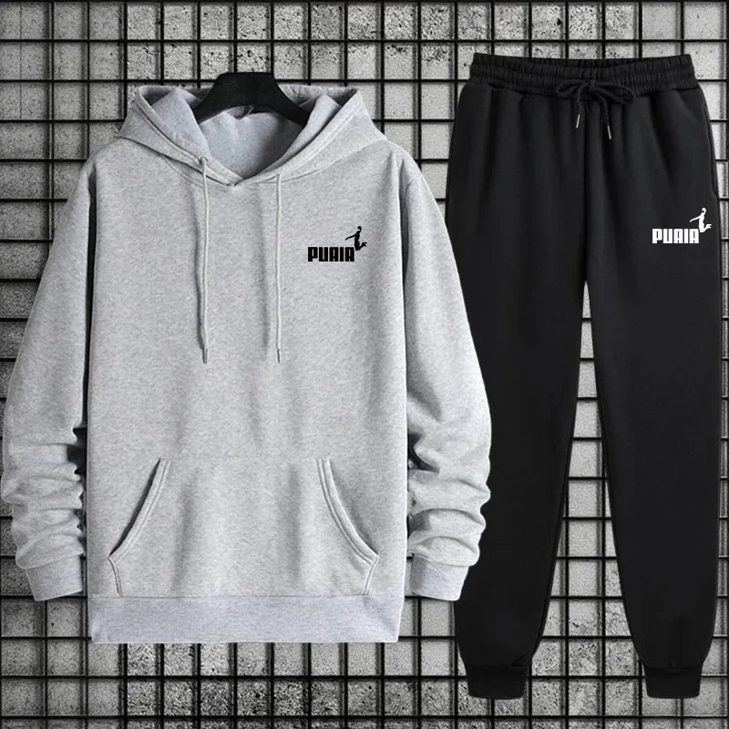 Men Hooded Sweatshirt and Sweatpants for Cold Weather Tracksuit