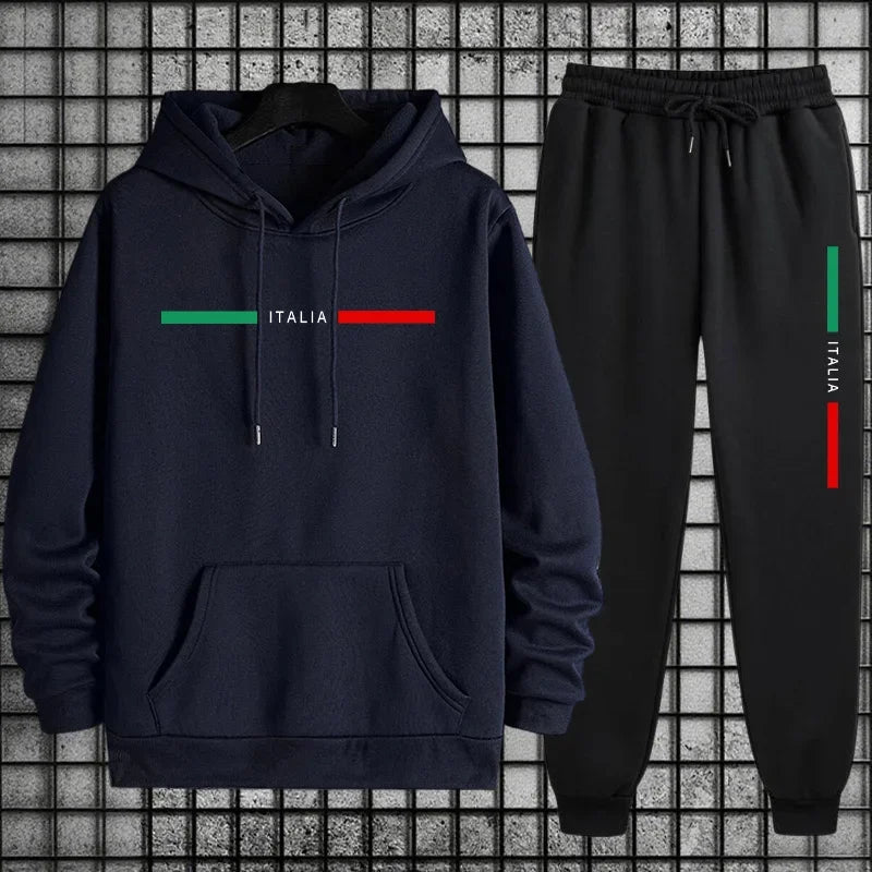 Male Sportswear Set Hoodie with Trousers Casual Training Suits