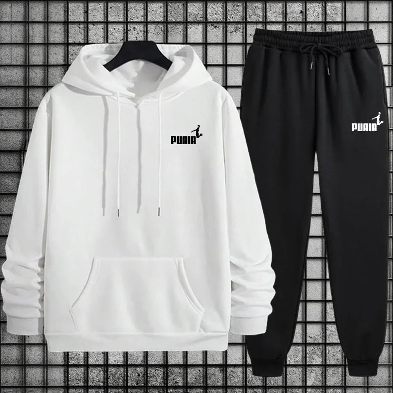 Men Hooded Sweatshirt and Sweatpants for Cold Weather Tracksuit