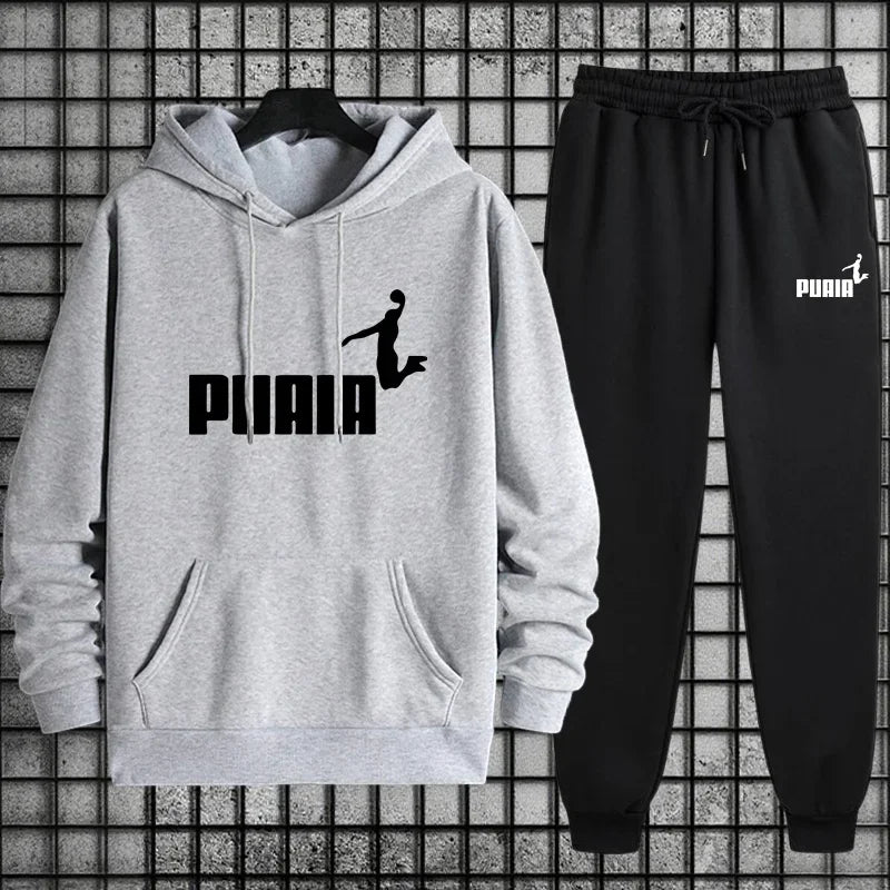 Men Hooded Sweatshirt and Sweatpants for Cold Weather Tracksuit