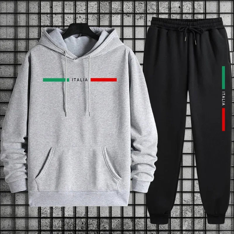 Male Sportswear Set Hoodie with Trousers Casual Training Suits