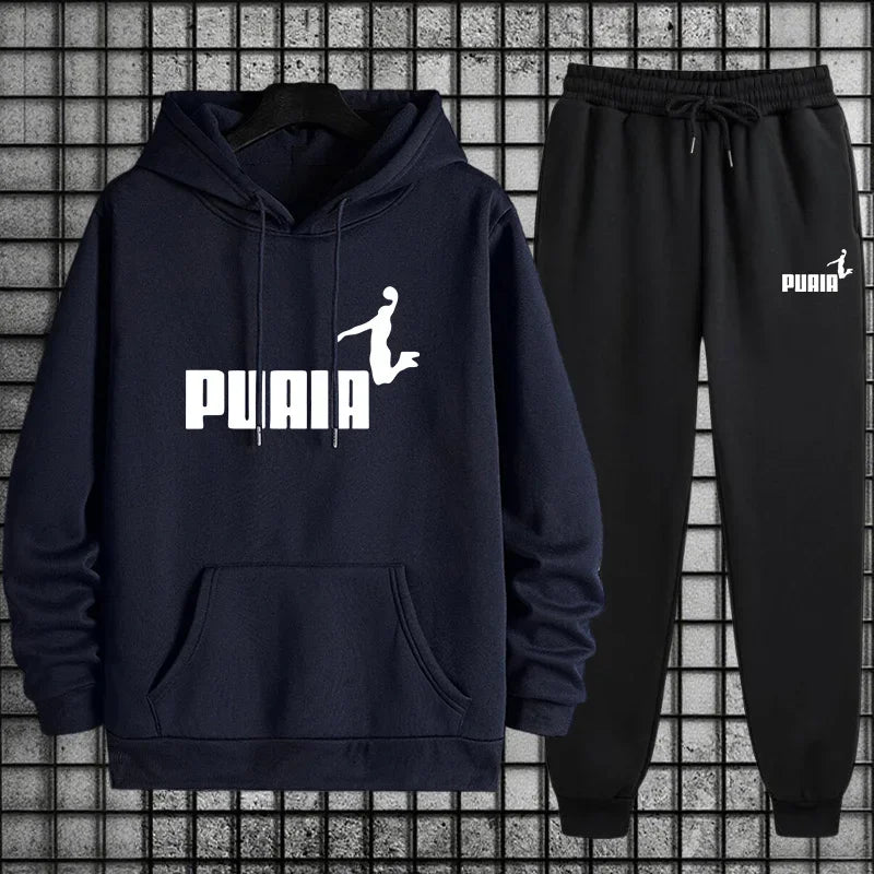 Men Hooded Sweatshirt and Sweatpants for Cold Weather Tracksuit