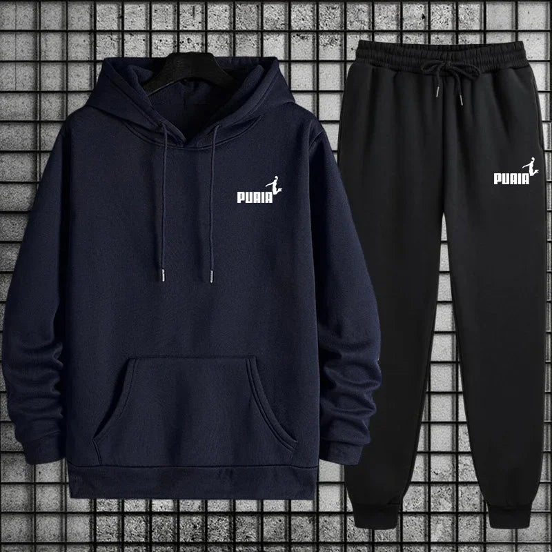 Men Hooded Sweatshirt and Sweatpants for Cold Weather Tracksuit