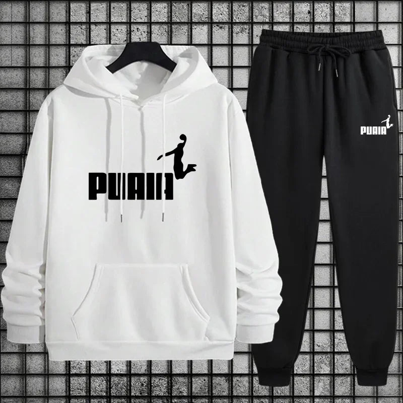 Men Hooded Sweatshirt and Sweatpants for Cold Weather Tracksuit