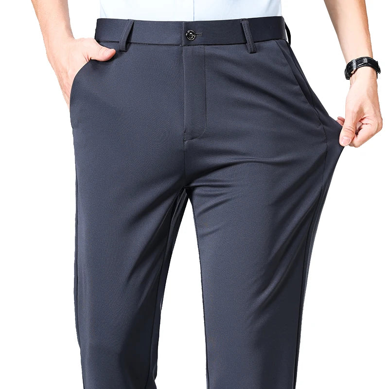 Men Formal Dress Suit Pants Work Pants Quality Business Casual Pants Black Wine Red Long Pants