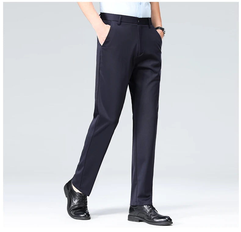 Men Formal Dress Suit Pants Work Pants Quality Business Casual Pants Black Wine Red Long Pants