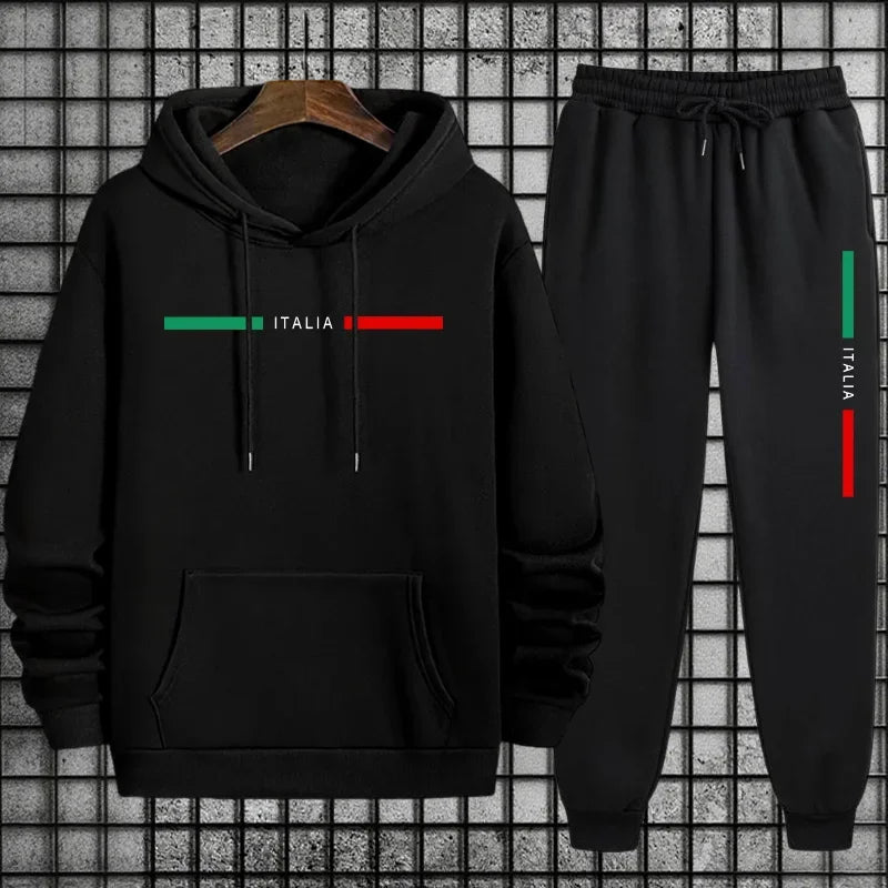 Male Sportswear Set Hoodie with Trousers Casual Training Suits