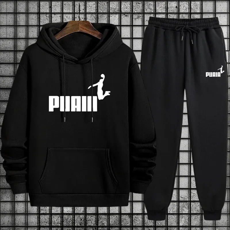 Men Hooded Sweatshirt and Sweatpants for Cold Weather Tracksuit